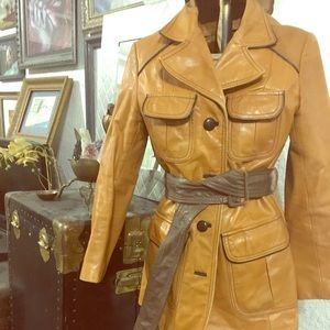 Vintage‎ 70’s  leather belted jacket *